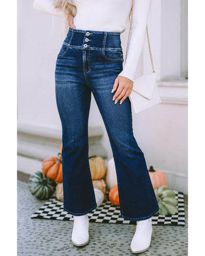 Azura Exchange Elastic Waistband Flare Jeans - 14 US