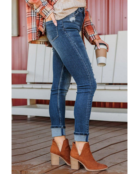 Azura Exchange Button Fly High Waist Skinny Jeans - 12 US