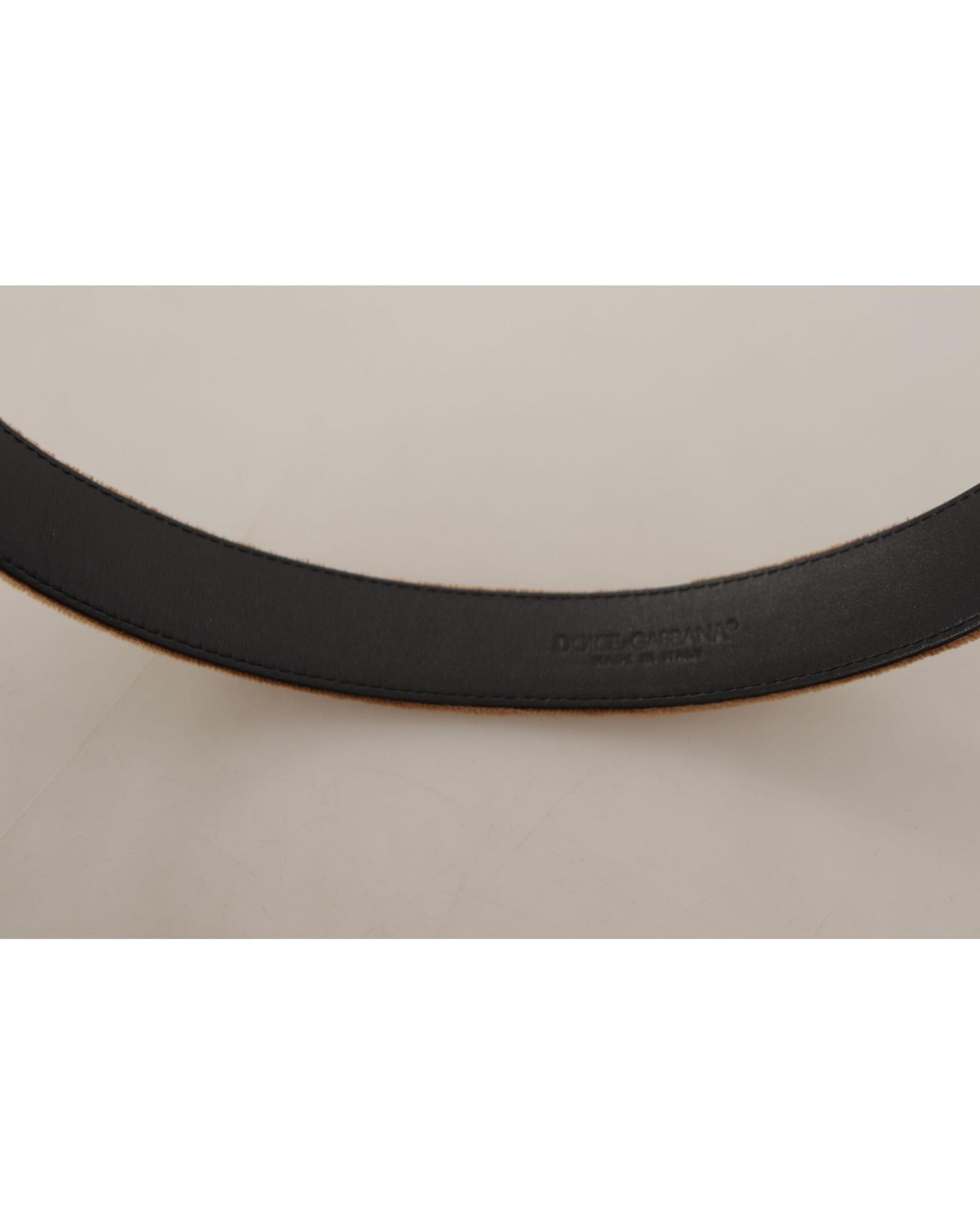 Authentic Dolce & Gabbana Leather Belt with Engraved Logo Buckle 90 cm Women