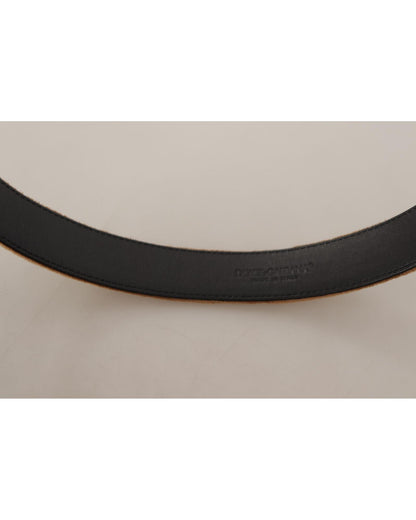 Authentic Dolce & Gabbana Leather Belt with Engraved Logo Buckle 90 cm Women