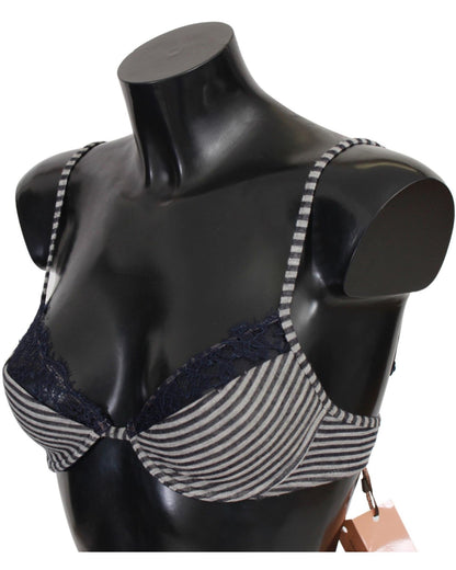 ERMANNO SCERVINO Striped Lace Bra with Logo Detail 2 IT Women
