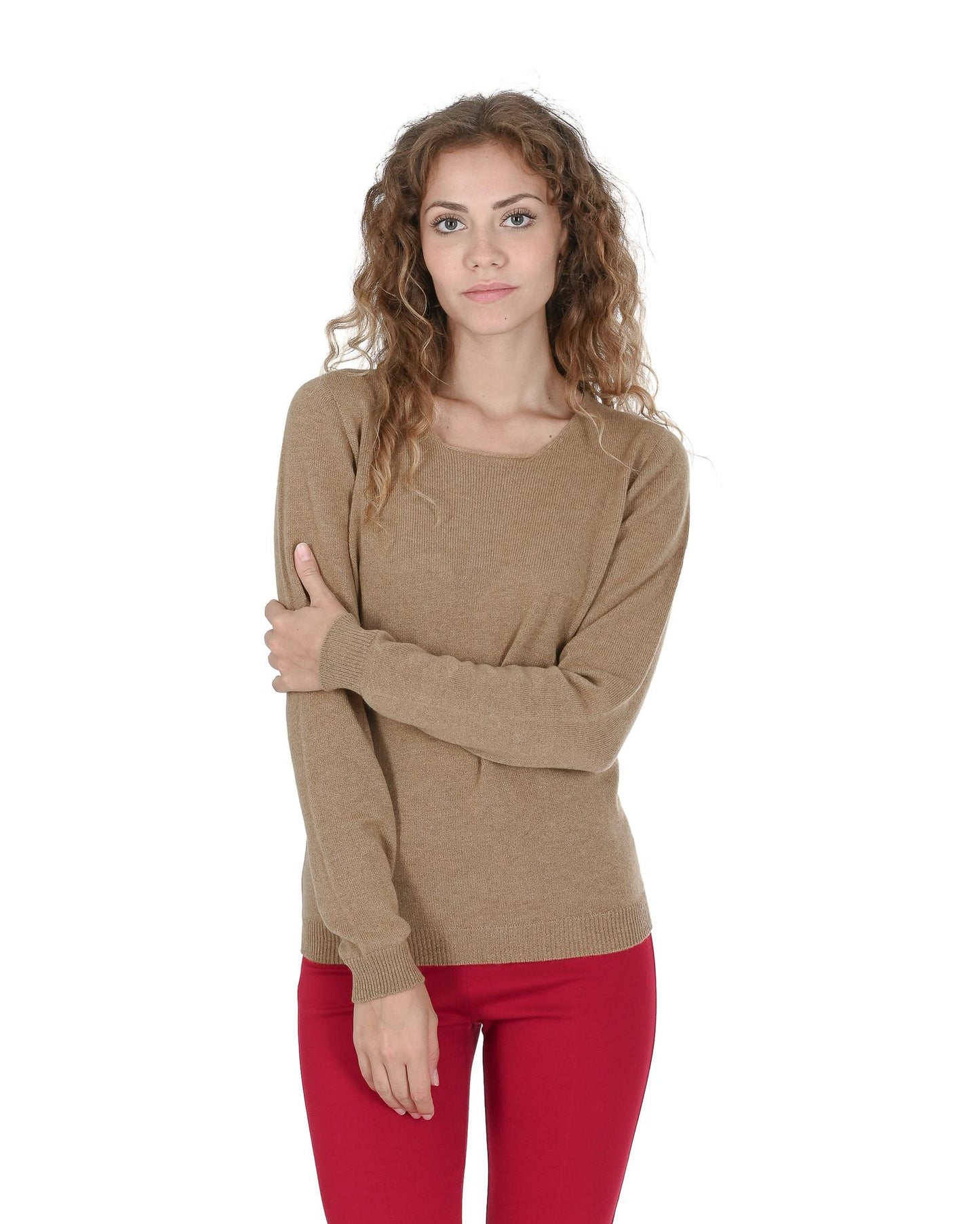 Cashmere Womens Square Neck Sweater - Premium Quality - M