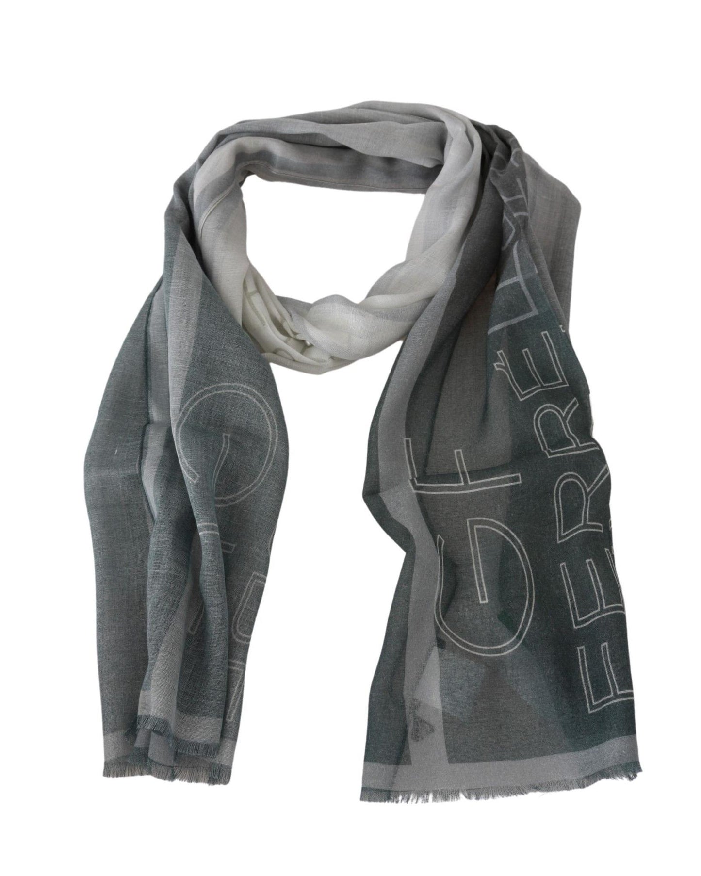 GF FERRE Blue Gray Patterned Scarf One Size Women
