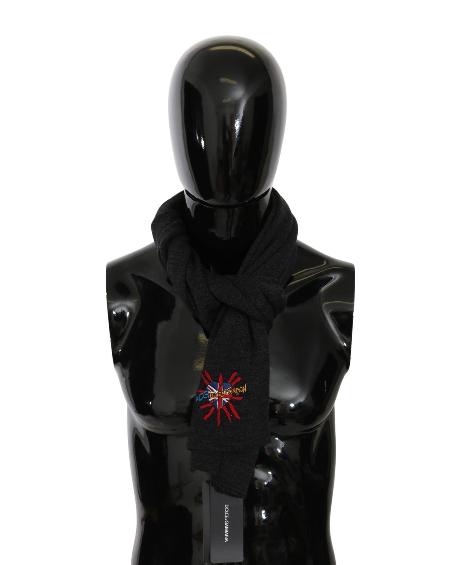 100% Wool Gray Scarf with #DGLovesLondon Embroidered Logo - Dolce & Gabbana One Size Women