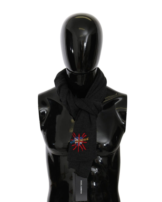 100% Wool Gray Scarf with #DGLovesLondon Embroidered Logo - Dolce & Gabbana One Size Women