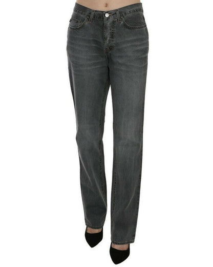 Mid Waist Straight Denim Pants with Logo Details W30 US Women