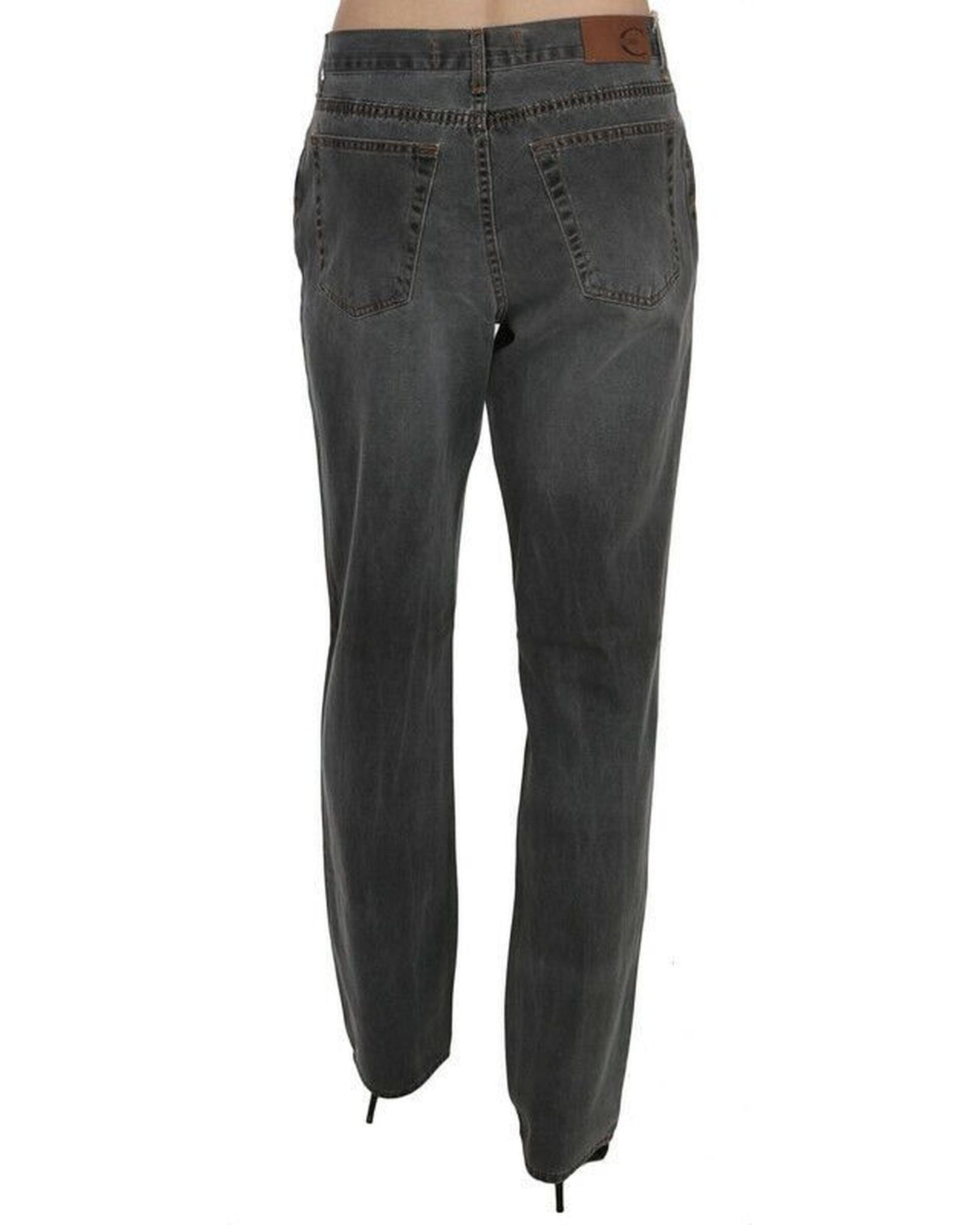 Mid Waist Straight Denim Pants with Logo Details W30 US Women