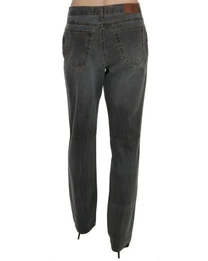 Mid Waist Straight Denim Pants with Logo Details W30 US Women