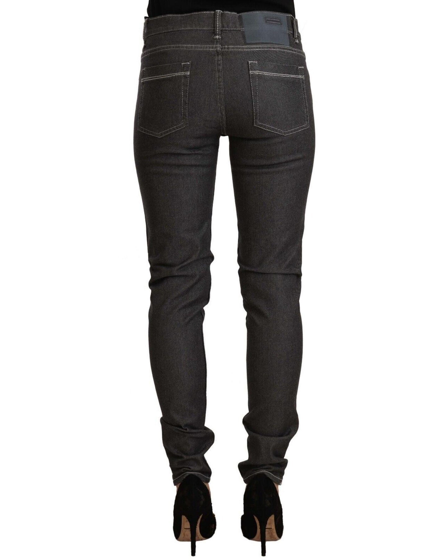 Skinny Mid Waist Denim Jeans with Zipper Closure W25 US Women