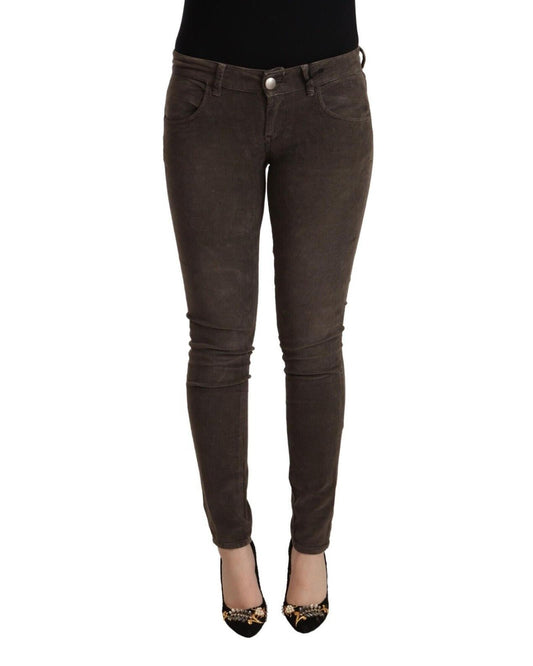 Slim Fit Low Waist Skinny Denim Jeans with Zipper Closure and Logo Details 40 IT Women