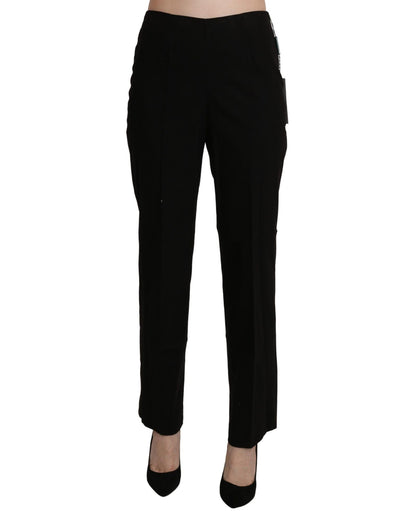 Black High Waist Straight Pants 44 IT Women