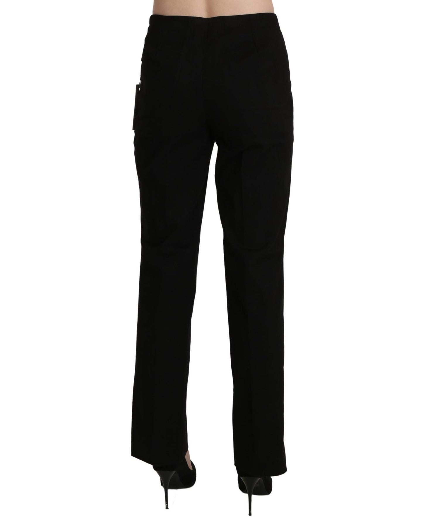 Black High Waist Straight Pants 44 IT Women