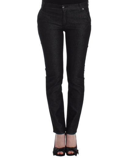 Authentic Ermanno Scervino Black Skinny Jeans with Logo Details W26 US Women