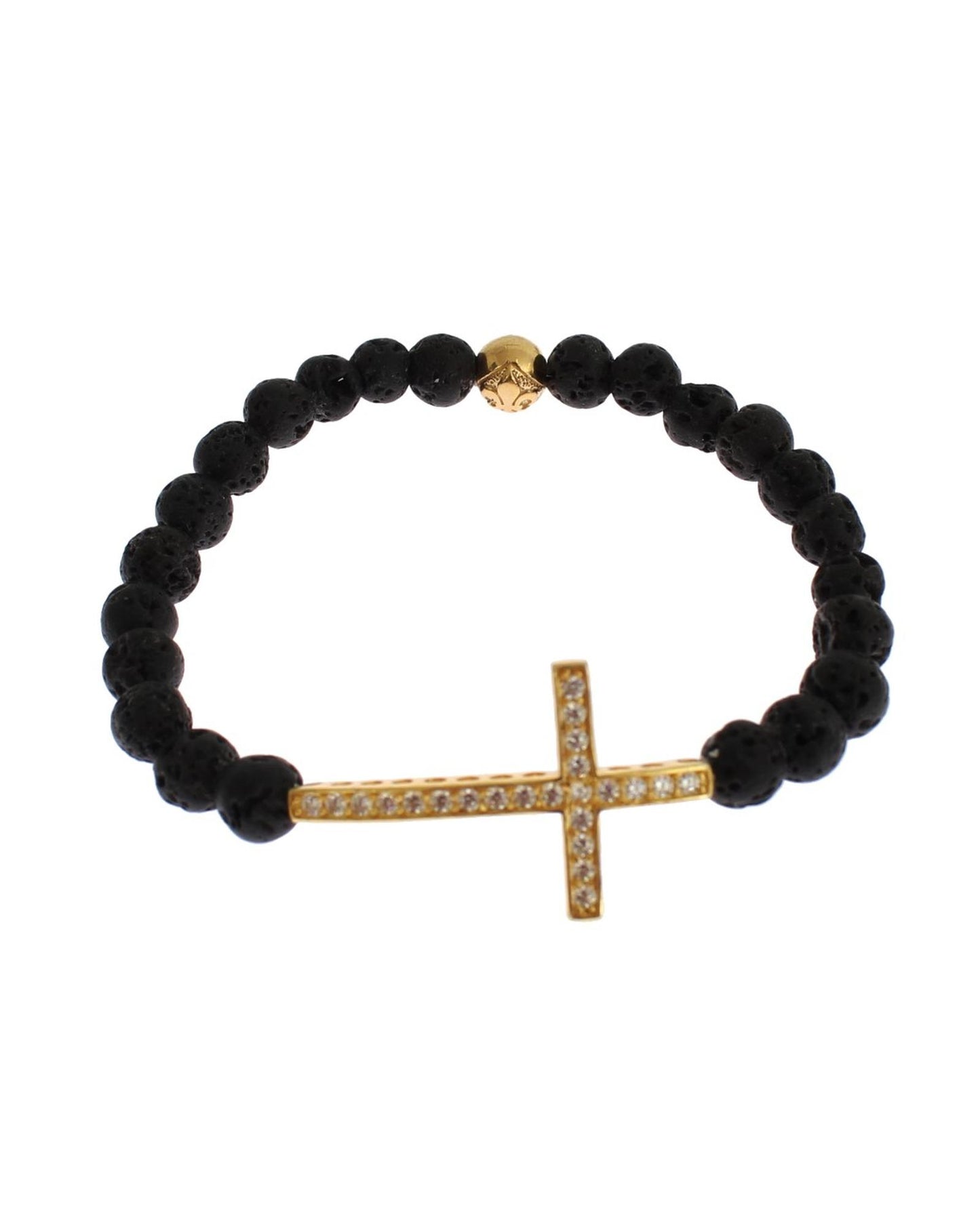 NIALAYA Gold Plated Sterling Silver Bracelet with CZ Diamond Cross XS Women