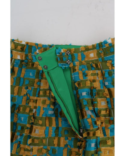 Dolce & Gabbana Green Jacquard High Waist Pencil Skirt 44 IT Women