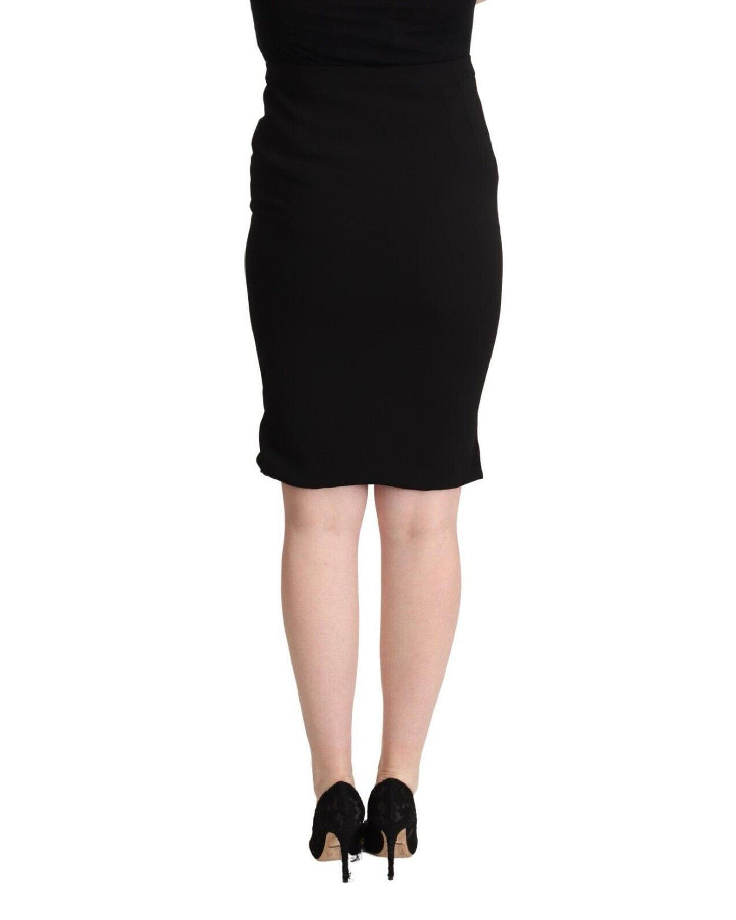 Pencil Cut High Waist Skirt with Logo Details 38 IT Women