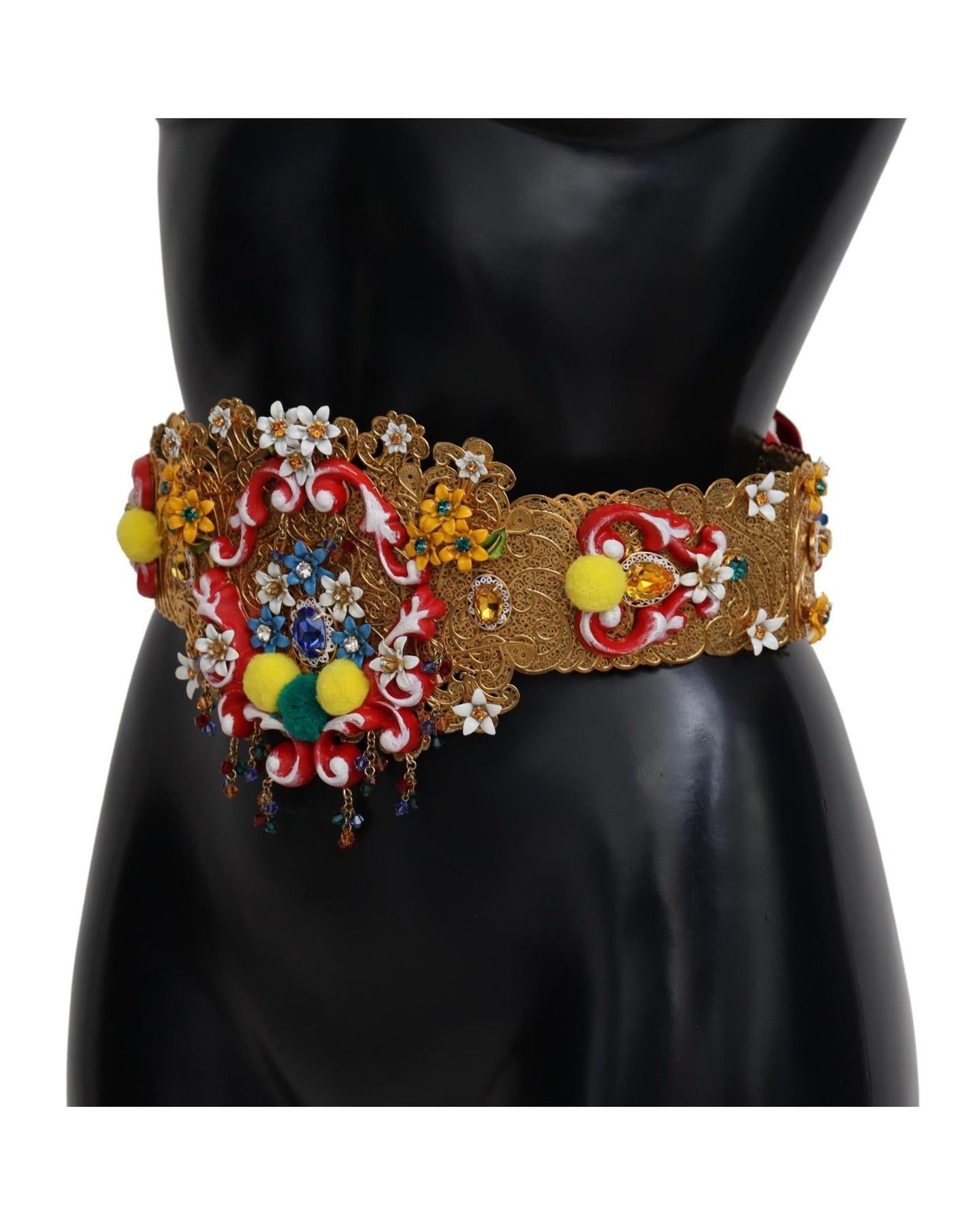 Floral Crystal Embellished Wide Waist Belt 42 IT Women