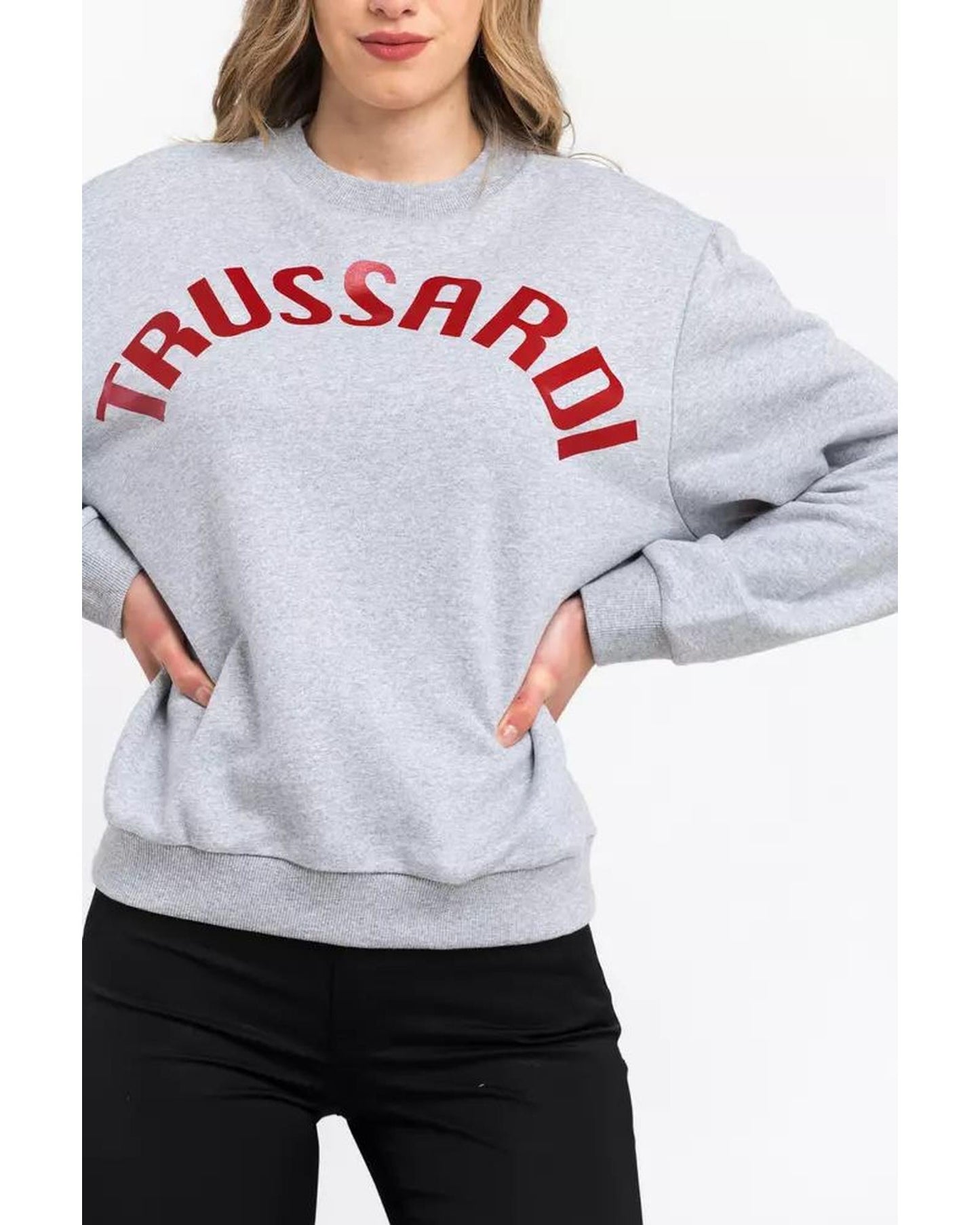 Oversized Round-neck Sweatshirt with Maxi Lettering XS Women