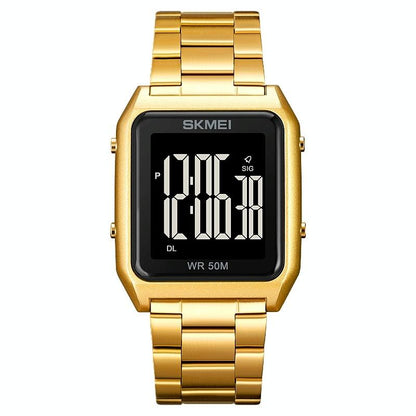Large Screen Men Multi-function Luminous Watch with Steel Belt - 1879