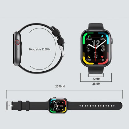 2.1 Inch Screen Smart Watch With Blood Sugar / Blood Oxygen Monitoring / Sos Alarm / 100+ Sports Modes - Black 3-Bead Steel - Black Gray