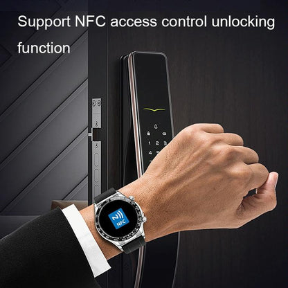Smart Bluetooth Watch With Nfc Black Leather