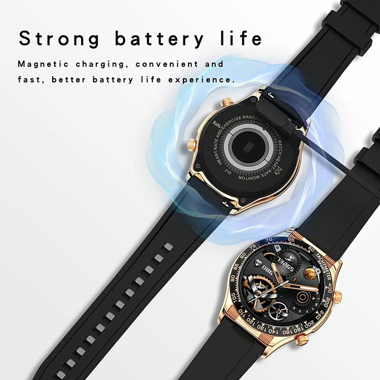 Smart Bluetooth Watch With Nfc Black Leather