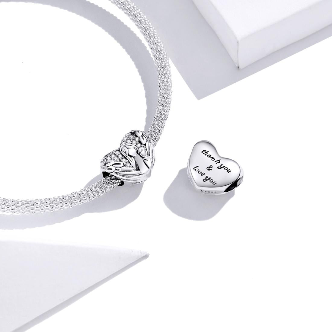 925 Sterling Silver Motherly Love Relief Beads For Diy Bracelets & Necklaces