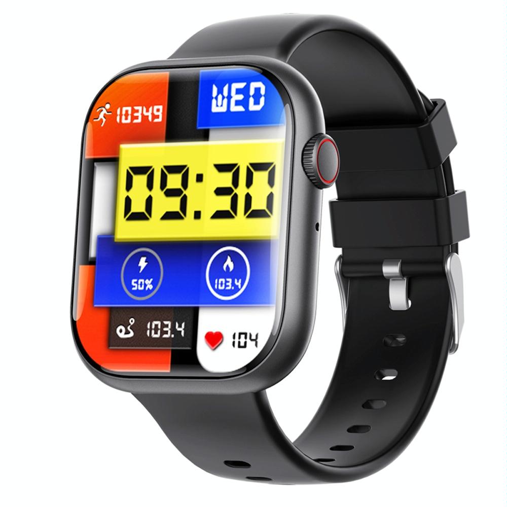 2.1 Inch Screen Smart Watch With Blood Sugar / Blood Oxygen Monitoring / Sos Alarm / 100+ Sports Modes - Black 3-Bead Steel - Black Brown Leather
