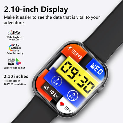 2.1 Inch Screen Smart Watch With Blood Sugar / Blood Oxygen Monitoring / Sos Alarm / 100+ Sports Modes - Black 3-Bead Steel - Black Brown Leather