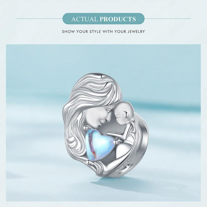925 Sterling Silver Love Heart Pendant Necklace For Mother And Child