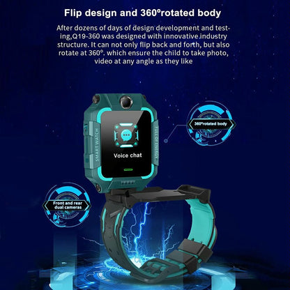 1.44 Inch 360-Degree Rotating Positioning Camera Smart Waterproof Children Calling Watch - Green