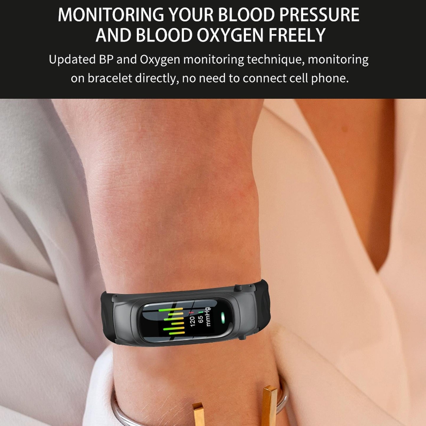 Smart Bracelet With Ai Voice Sleep & Heart Rate Monitoring Call Rejection - Black