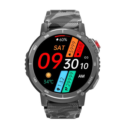 1.6 Inch Round Screen Bluetooth Smart Watch Support Health Monitoring & 24 Sports Modes Black