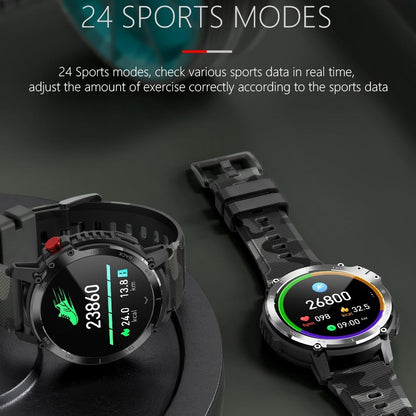 1.6 Inch Round Screen Bluetooth Smart Watch Support Health Monitoring & 24 Sports Modes Black