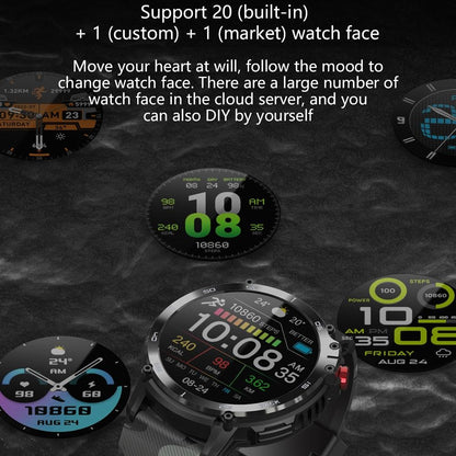 1.6 Inch Round Screen Bluetooth Smart Watch Support Health Monitoring & 24 Sports Modes Black