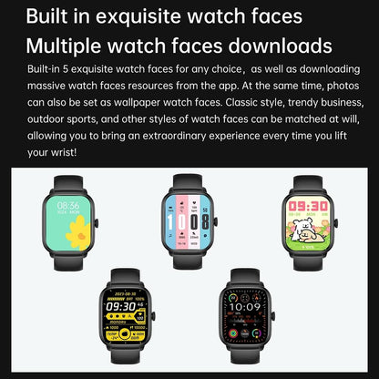 2.01 Inch Ips Hd Screen Smart Watch Supports Bluetooth Call / Health Monitoring Black