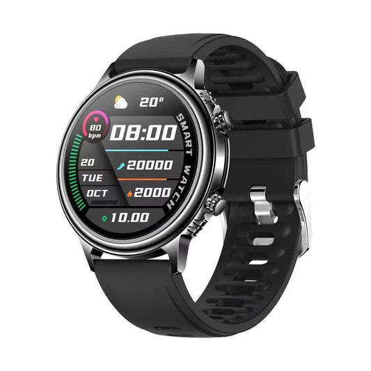 Silicone Band Smart Watch With Colour Screen - Black