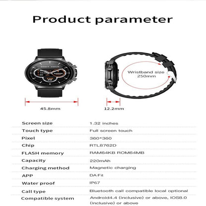 Silicone Band Smart Watch With Colour Screen - Black