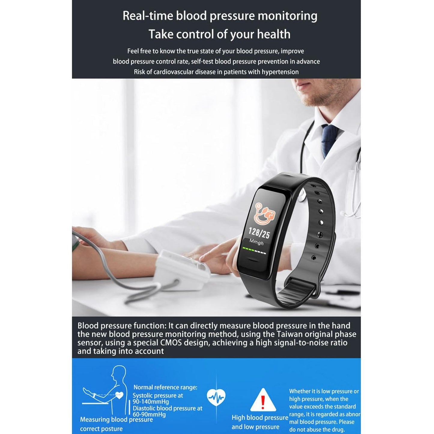Waterproof Smart Bracelet With Colour Screen - Ip67 - Black