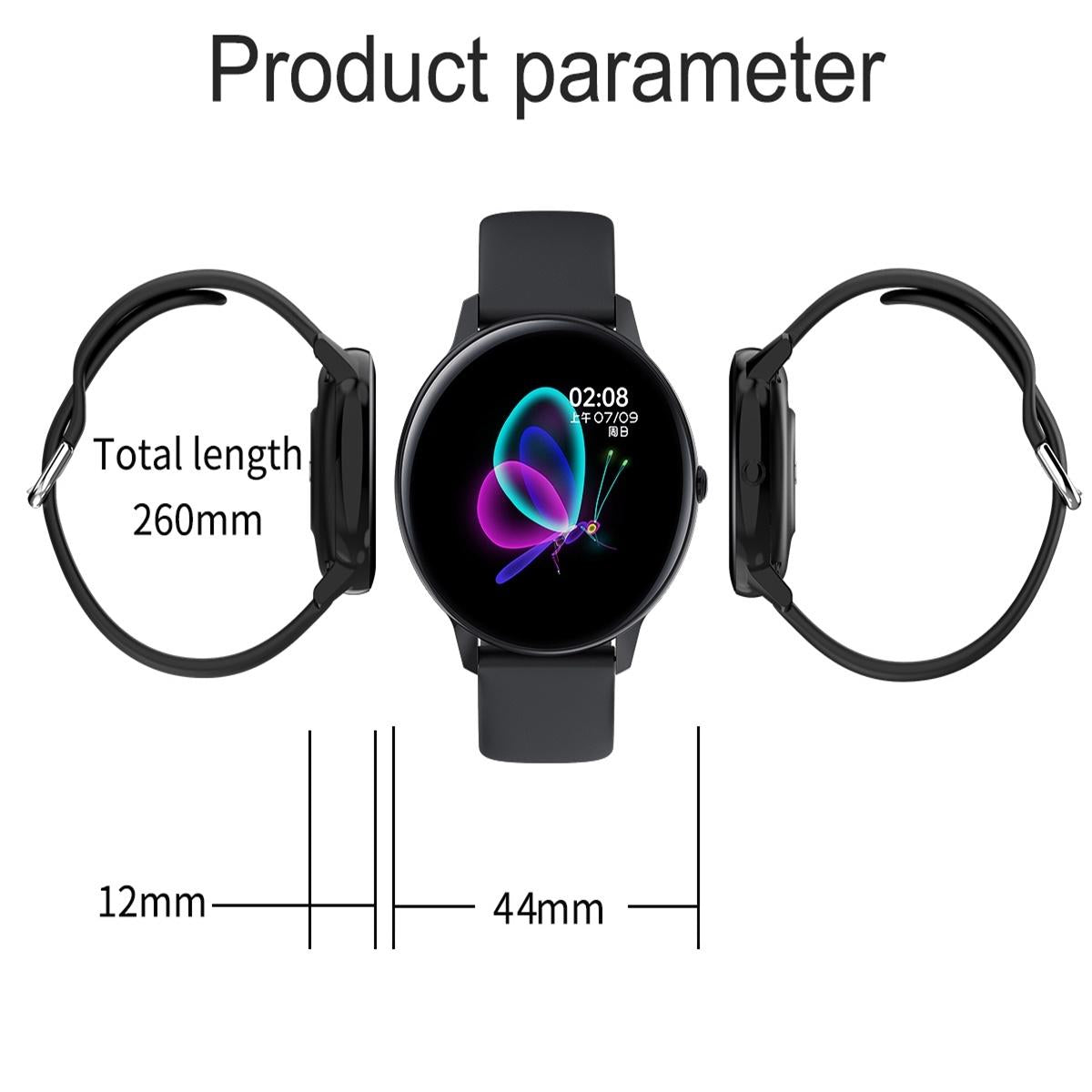 Smart Watch With Ip68 Waterproofing And Health Monitoring - Black