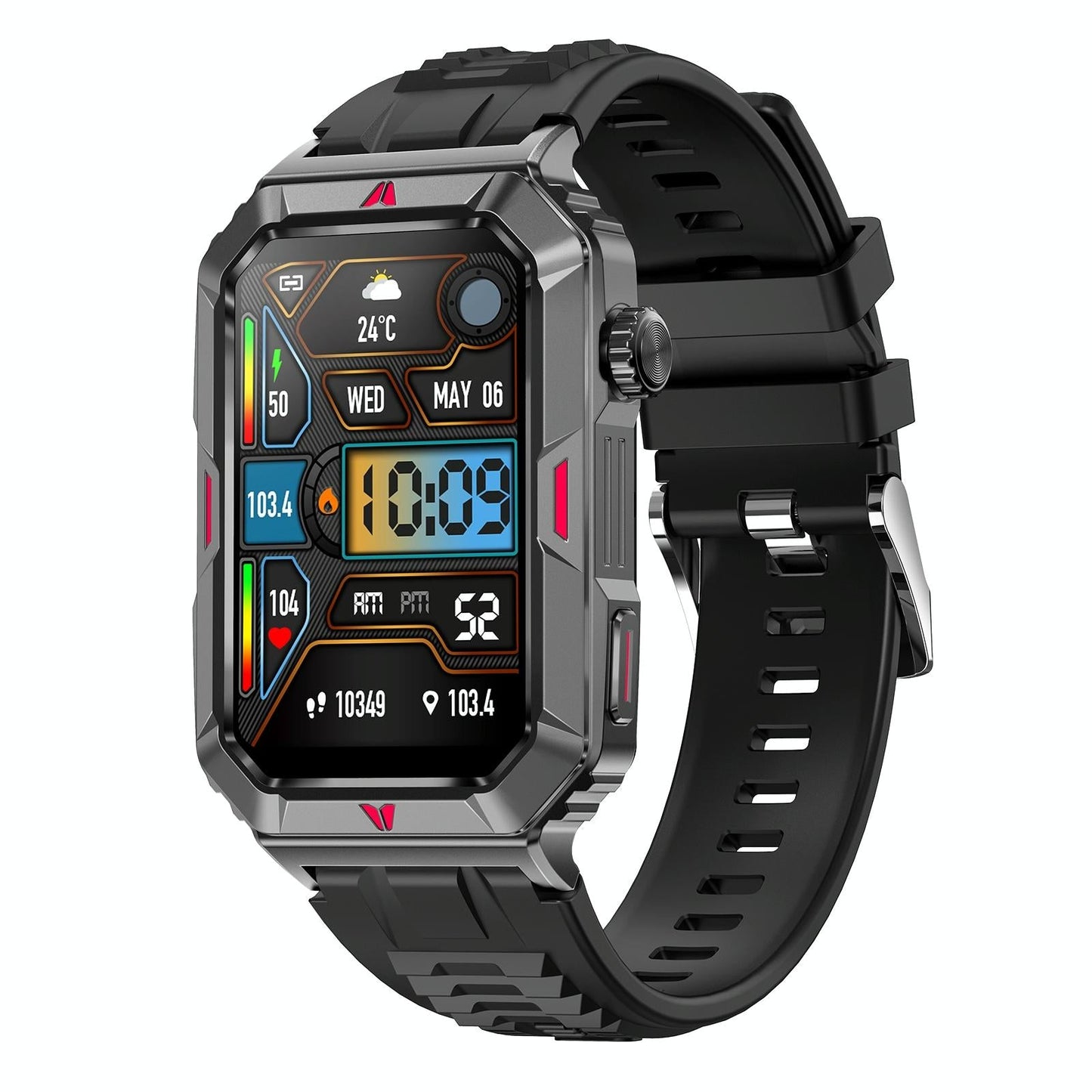 Smart Bracelet With Sleep Detection And Silicone Strap - Bt5.2 - Black