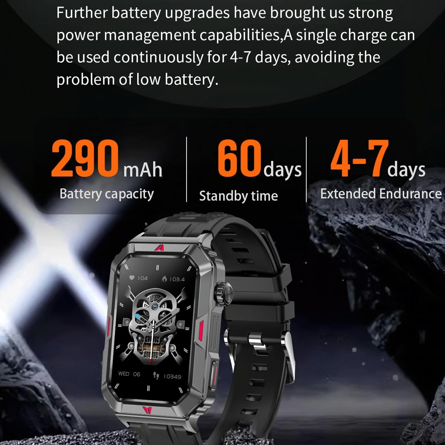 Smart Bracelet With Sleep Detection And Silicone Strap - Bt5.2 - Black