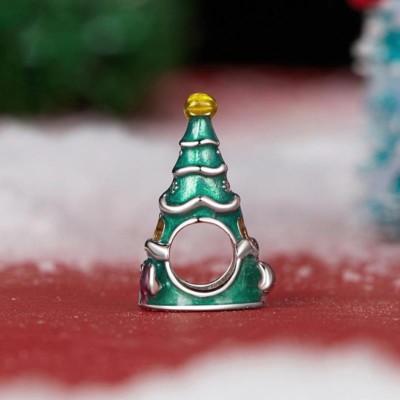 925 Sterling Silver Christmas Tree House Bracelet Beads