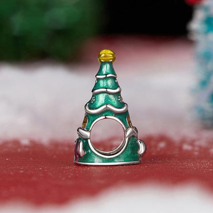 925 Sterling Silver Christmas Tree House Bracelet Beads