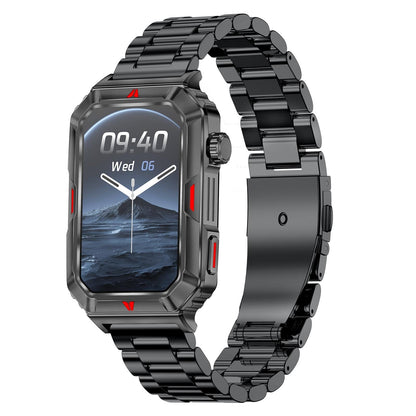 Smart Bracelet With Sleep Detection And Steel Strap - Bt5.2 - Black