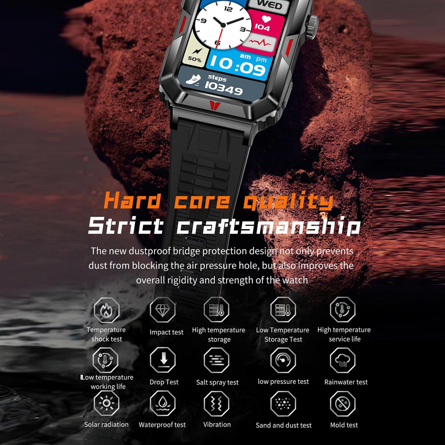 Smart Bracelet With Sleep Detection And Steel Strap - Bt5.2 - Black