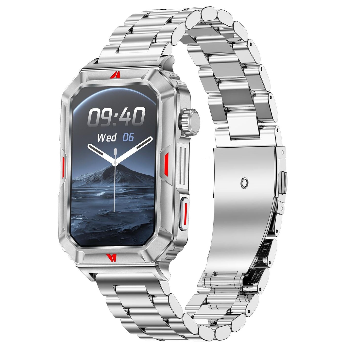 Smart Bracelet With Sleep Detection And Steel Strap - Bt5.2 - Black