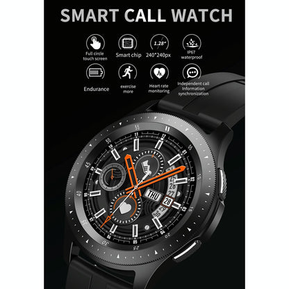 Waterproof Smart Bracelet With Touch Screen Bluetooth Call And Heart Rate Monitor - Black