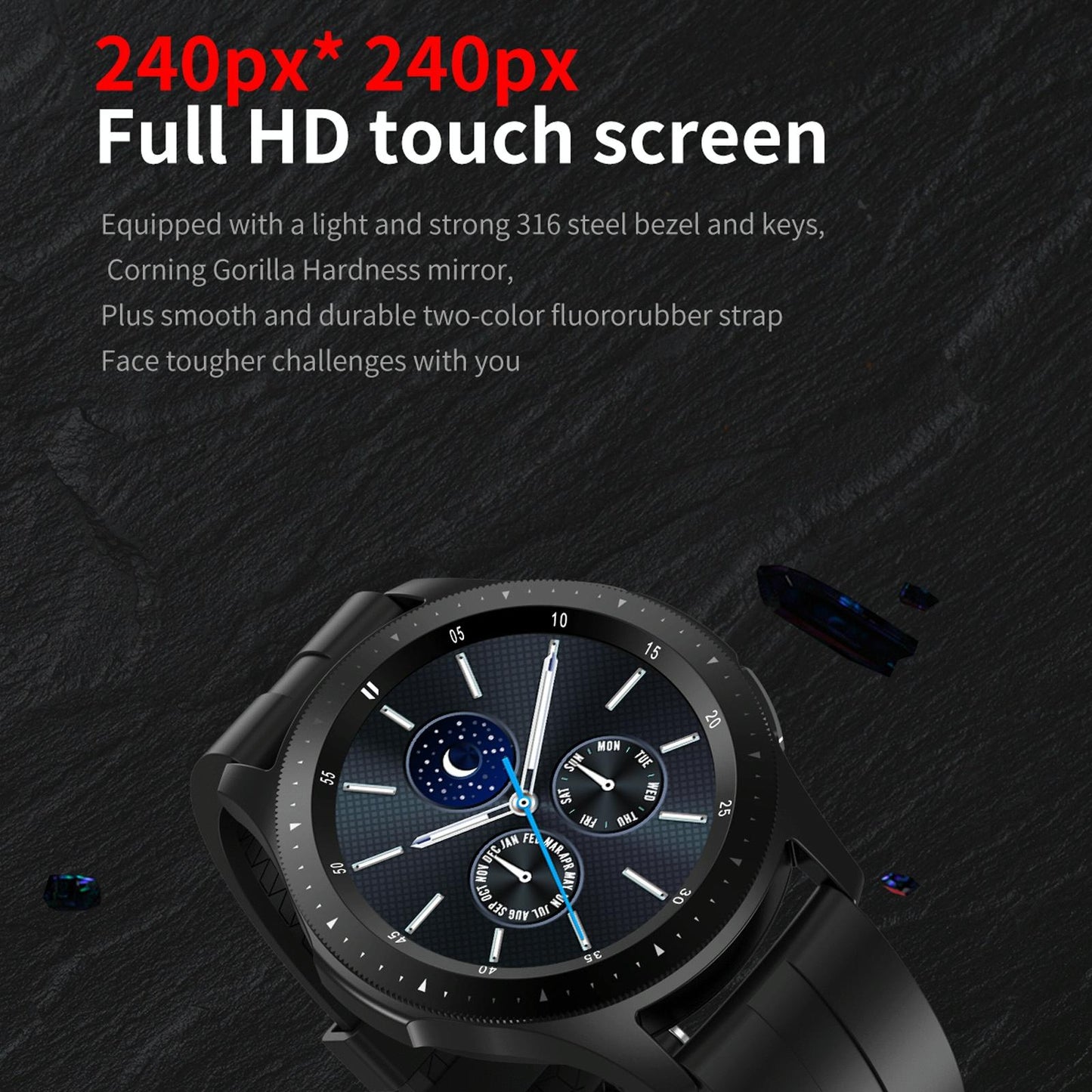 Waterproof Smart Bracelet With Touch Screen Bluetooth Call And Heart Rate Monitor - Black