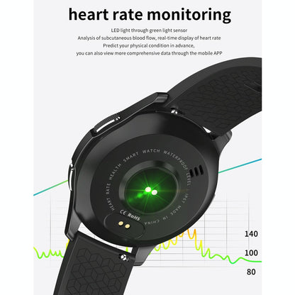 Waterproof Smart Bracelet With Touch Screen Bluetooth Call And Heart Rate Monitor - Black